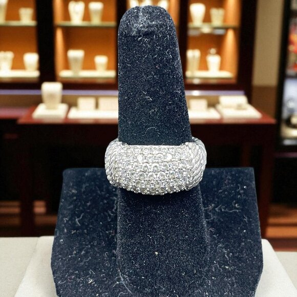 Judith Ripka 925 Sterling Silver Pave CZ Dome Ring Authentic Designer Size 8 - Picture 1 of 8
